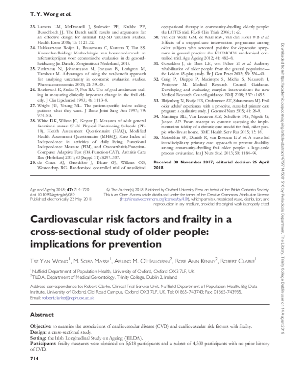 (PDF) Cardiovascular risk factors and frailty in a cross-sectional ...