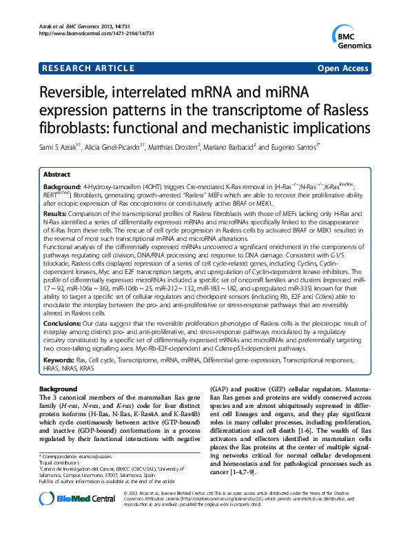 (PDF) Reversible, interrelated mRNA and miRNA expression patterns in ...