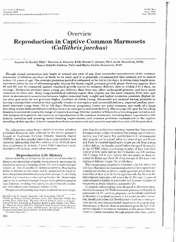 (PDF) Reproduction in captive common marmosets (Callithrix jacchus)