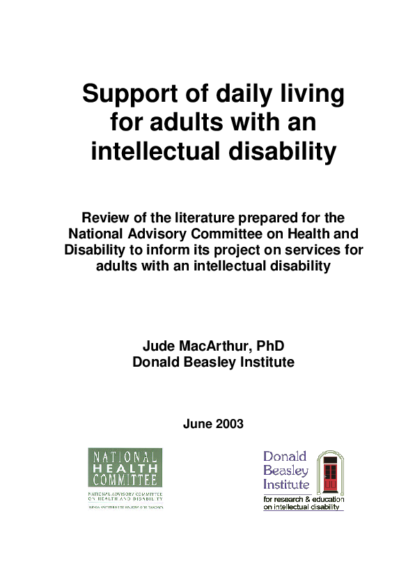 (PDF) Support of daily living for adults with an intellectual disability