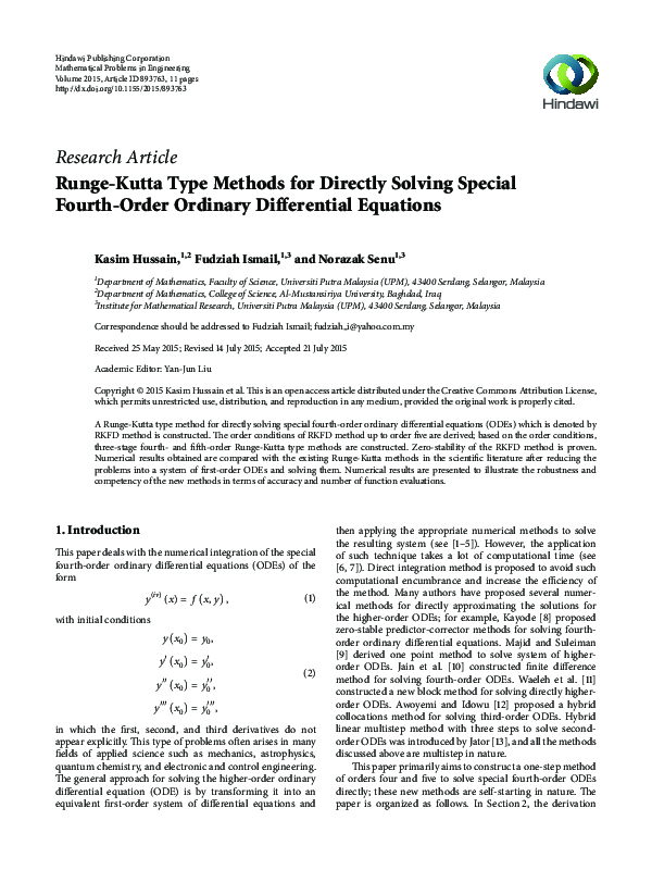 (PDF) Runge-Kutta Type Methods for Directly Solving Special Fourth ...