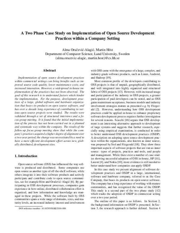 (PDF) A Two Phase Case Study on Implementation of Open Source ...