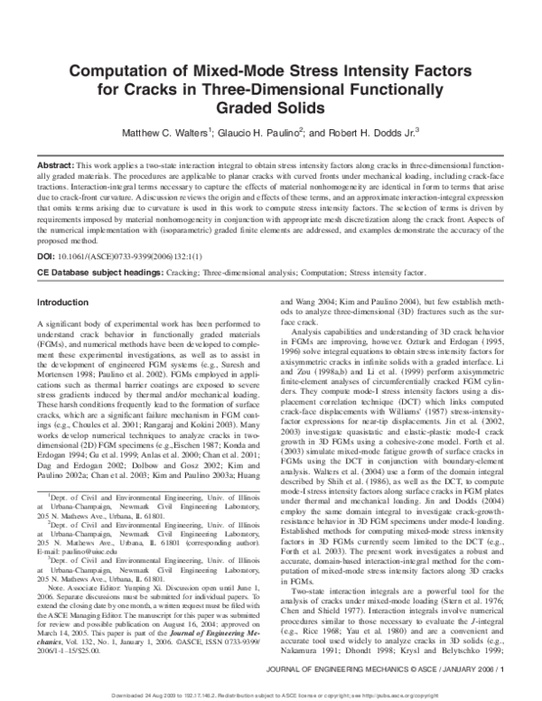 (PDF) Computation of mixed mode stress intensity factors in a four ...