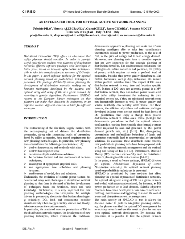 (PDF) An integrated tool for optimal active network planning