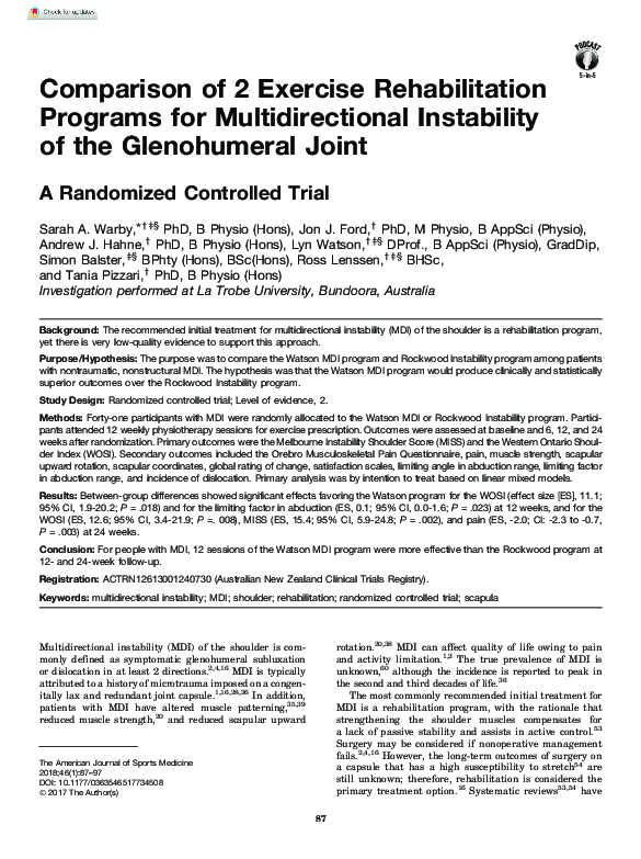 (PDF) Comparison of 2 Exercise Rehabilitation Programs for ...