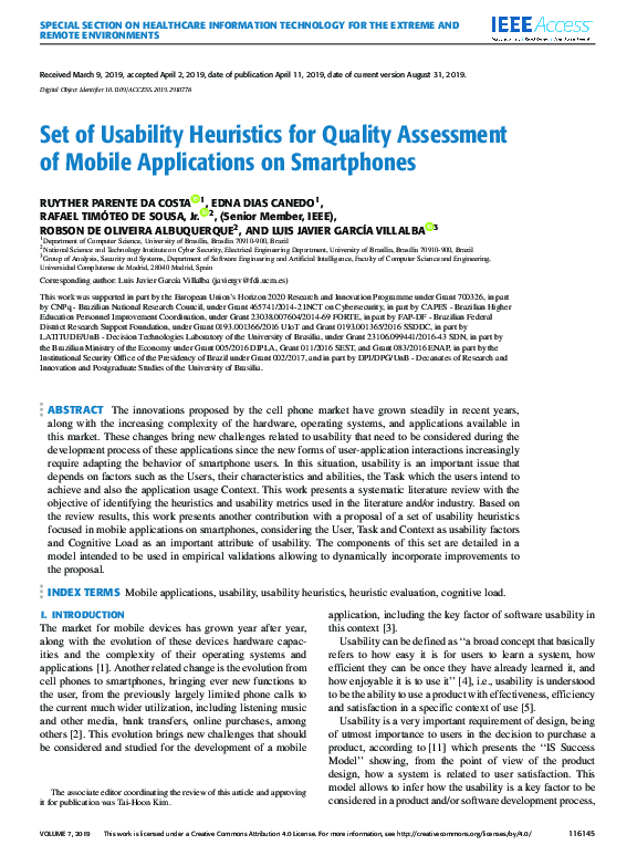 (PDF) Set of Usability Heuristics for Quality Assessment of Mobile ...