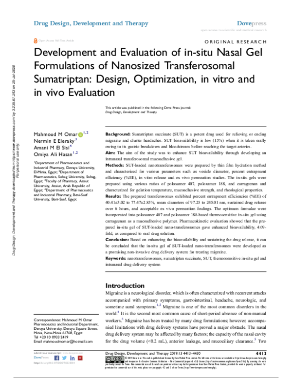(PDF) Development and Evaluation of in-situ Nasal Gel Formulations of ...