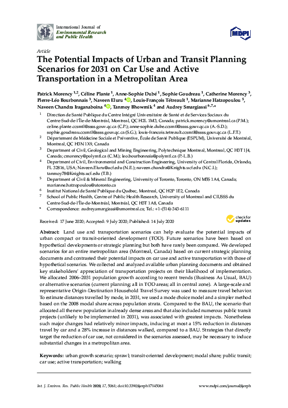 (PDF) The Potential Impacts of Urban and Transit Planning Scenarios for ...