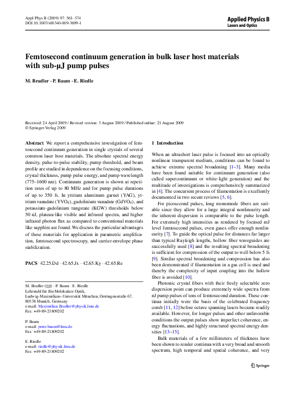 (PDF) Femtosecond continuum generation in bulk laser host materials ...