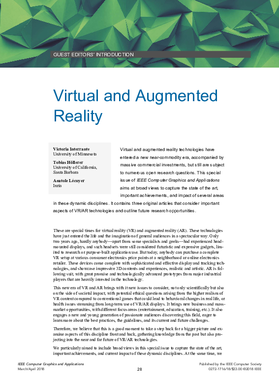 (PDF) Virtual and Augmented Reality