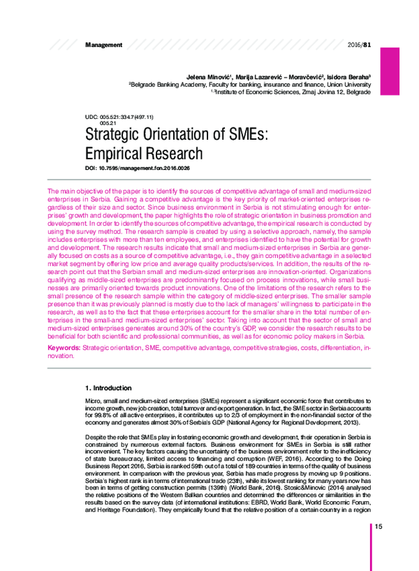 (PDF) Strategic Orientation of SMEs: Empirical Research