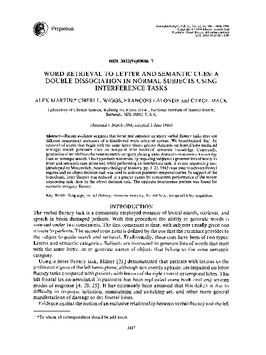 (PDF) Word retrieval to letter and semantic cues: A double dissociation ...