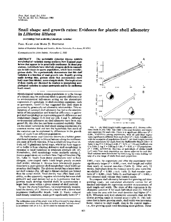 (PDF) Snail shape and growth rates: Evidence for plastic shell ...