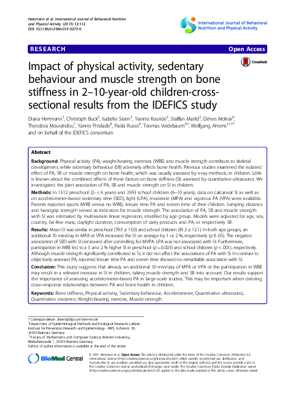 (PDF) Impact of physical activity, sedentary behaviour and muscle ...