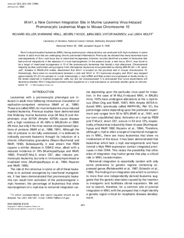 (PDF) Mml1,a New Common Integration Site in Murine Leukemia Virus ...
