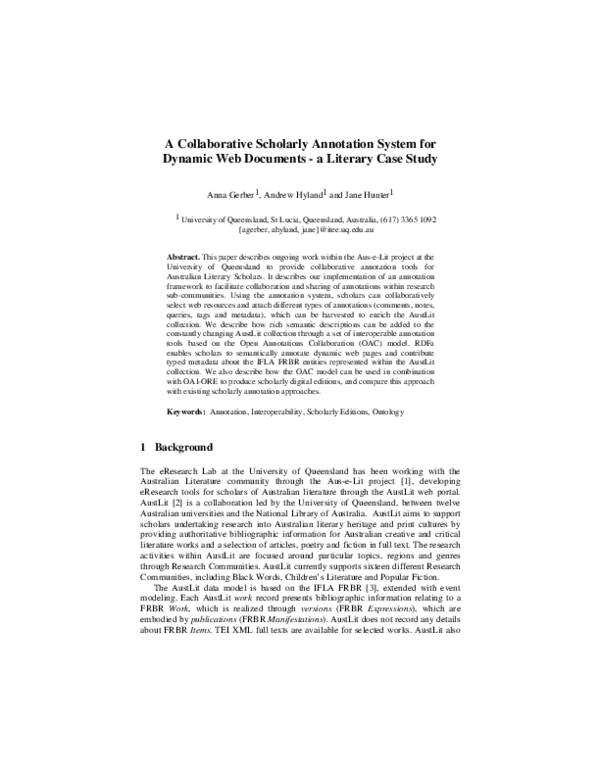 (PDF) A Collaborative Scholarly Annotation System for Dynamic Web ...