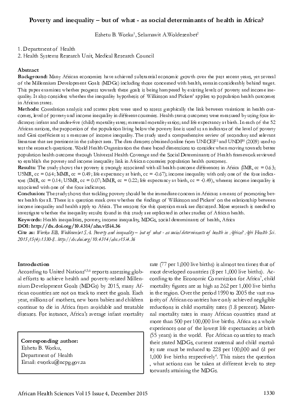(PDF) Poverty and inequality – but of what - as social determinants of ...