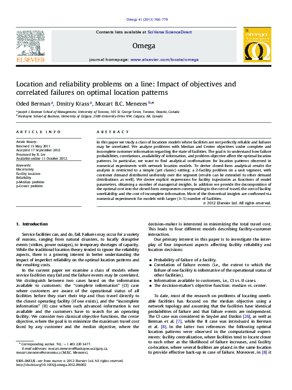 (PDF) Location and reliability problems on a line: Impact of objectives ...