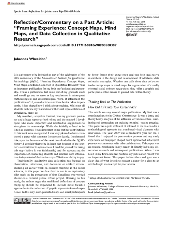 (PDF) Reflection/Commentary on a Past Article: “Framing Experience ...