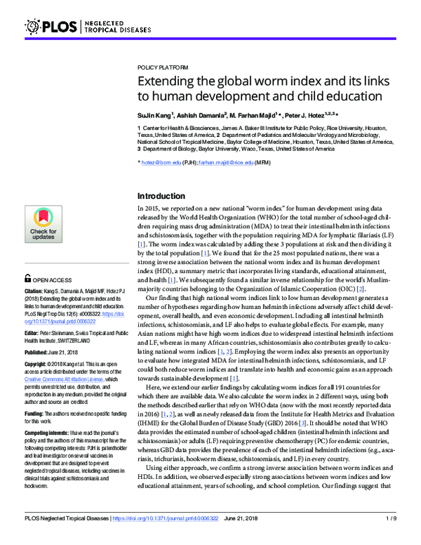 (PDF) Extending the global worm index and its links to human ...