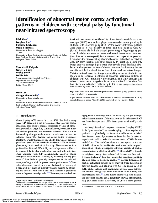 (PDF) Identification of abnormal motor cortex activation patterns in ...