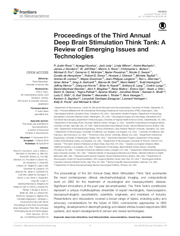 (PDF) Proceedings of the Third Annual Deep Brain Stimulation Think Tank ...
