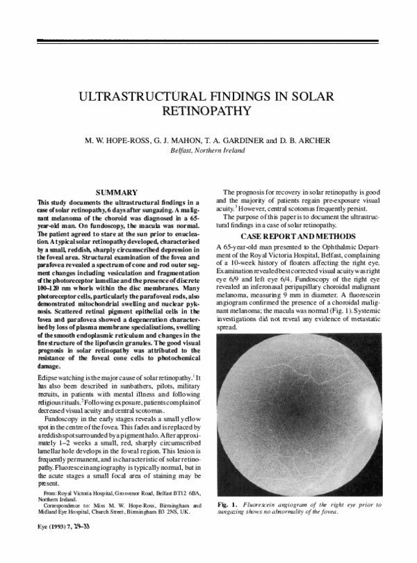 (PDF) Ultrastructural findings in solar retinopathy