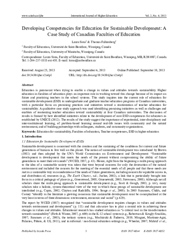 (PDF) Developing Competencies for Education for Sustainable Development ...