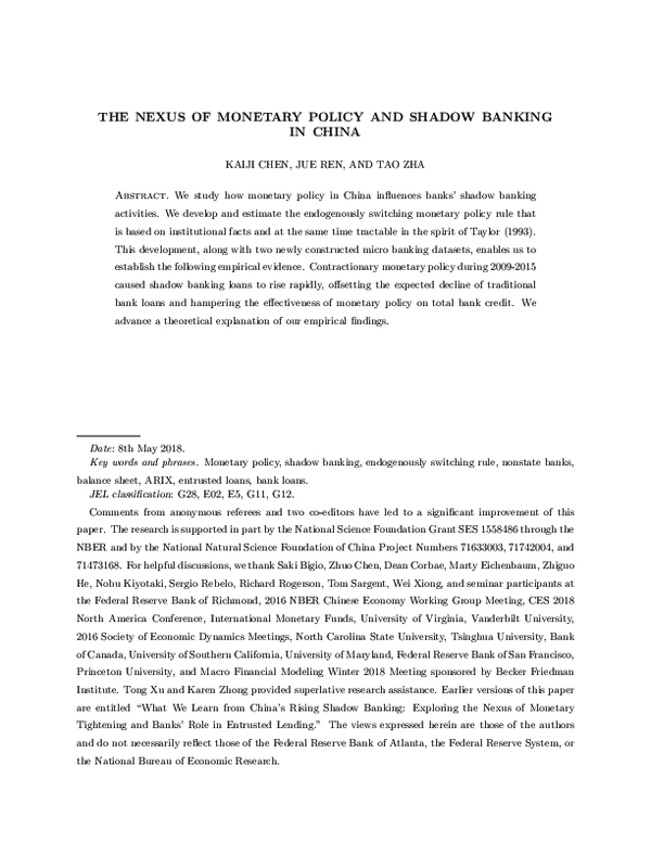 (PDF) The Nexus of Monetary Policy and Shadow Banking in China