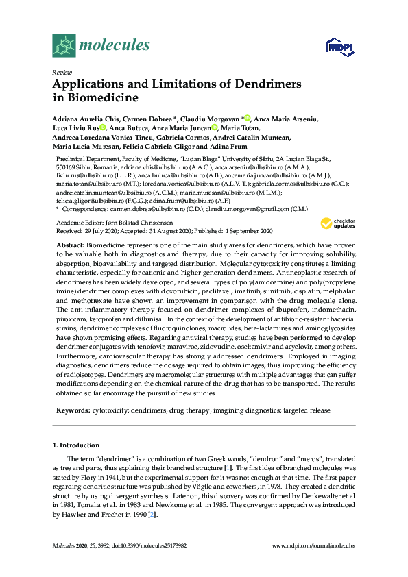 (PDF) Applications and Limitations of Dendrimers in Biomedicine