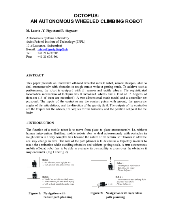 (PDF) Octopus: an autonomous wheeled climbing robot