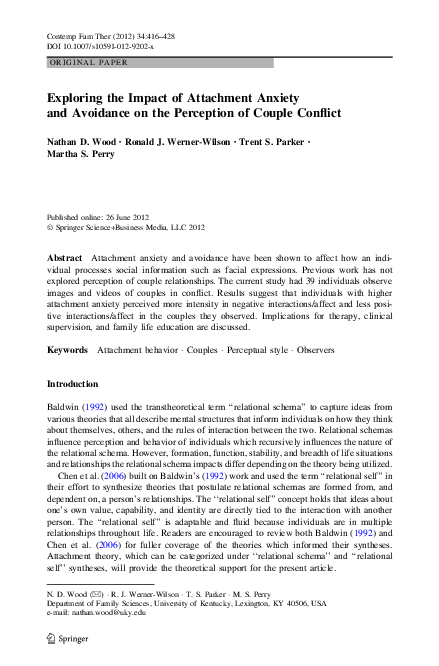 (PDF) Exploring the Impact of Attachment Anxiety and Avoidance on the ...