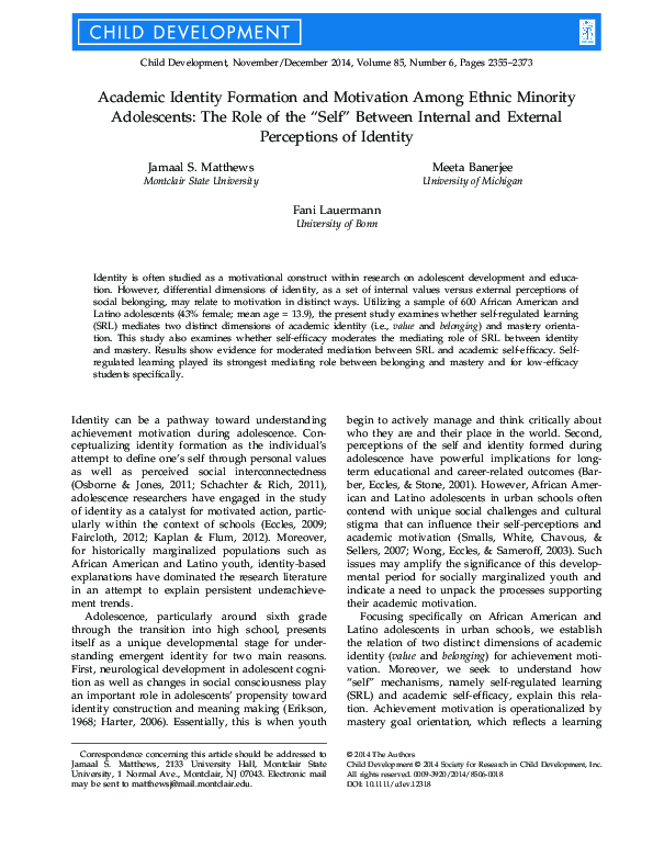 (PDF) Academic Identity Formation and Motivation Among Ethnic Minority ...