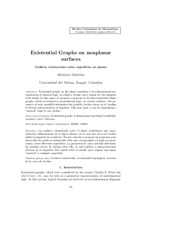 (PDF) Existential Graphs on nonplanar surfaces