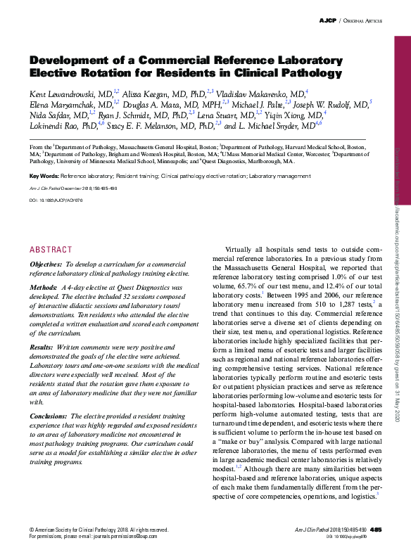 (PDF) Development of a Commercial Reference Laboratory Elective ...