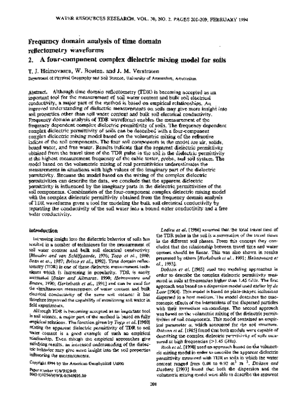 (PDF) Frequency domain analysis of time domain reflectometry waveforms ...