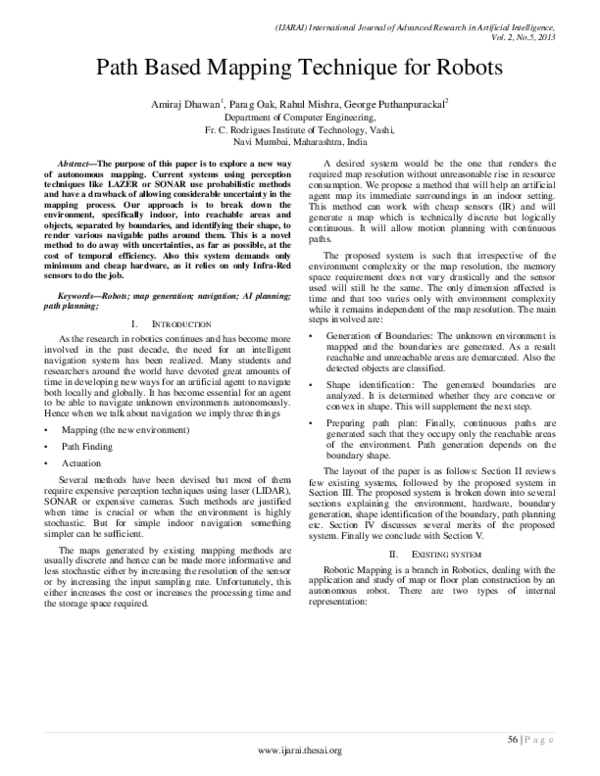 (PDF) Path Based Mapping Technique for Robots