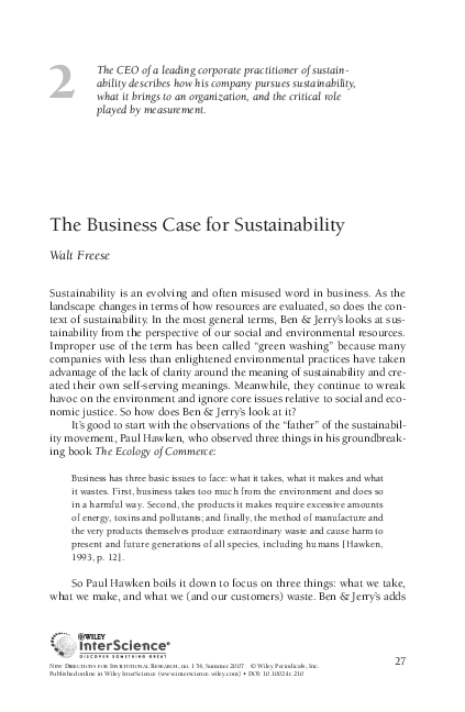 (PDF) The business case for sustainability