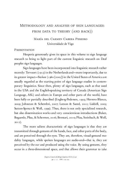 (PDF) Methodology and analysis of sign languages: from data to theory ...