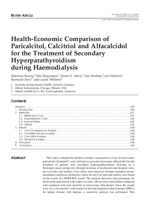 (PDF) Health-Economic Comparison of Paricalcitol, Calcitriol and ...