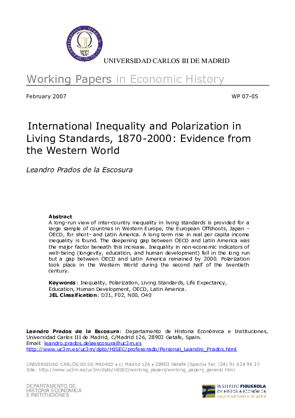 (PDF) International Inequality and Polarization in Living Standards ...
