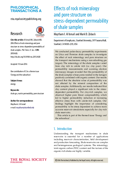 (PDF) Effects of rock mineralogy and pore structure on stress-dependent ...