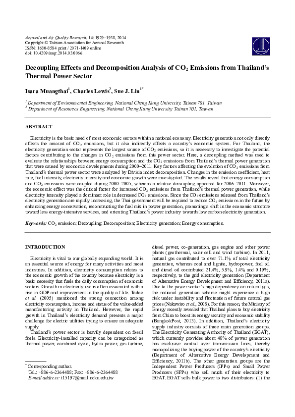 (PDF) Decoupling Effects and Decomposition Analysis of CO2 Emissions ...