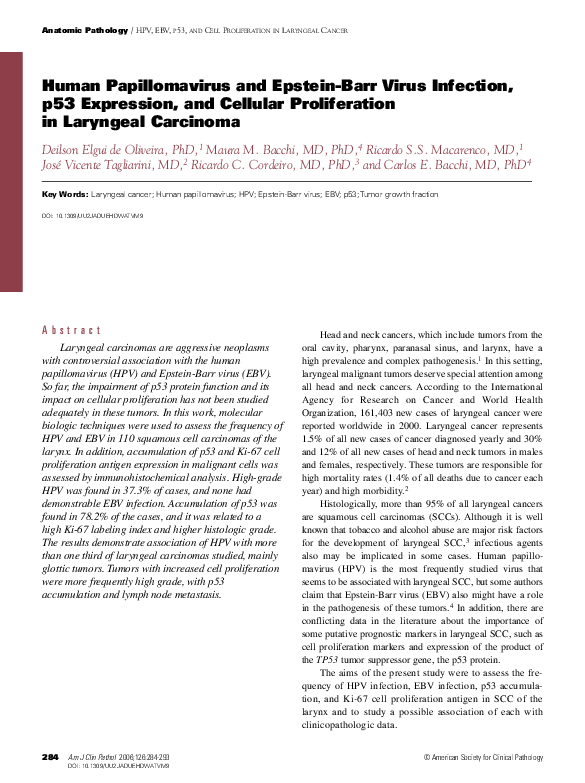 (PDF) Human papillomavirus and Epstein-Barr virus in the etiology of ...