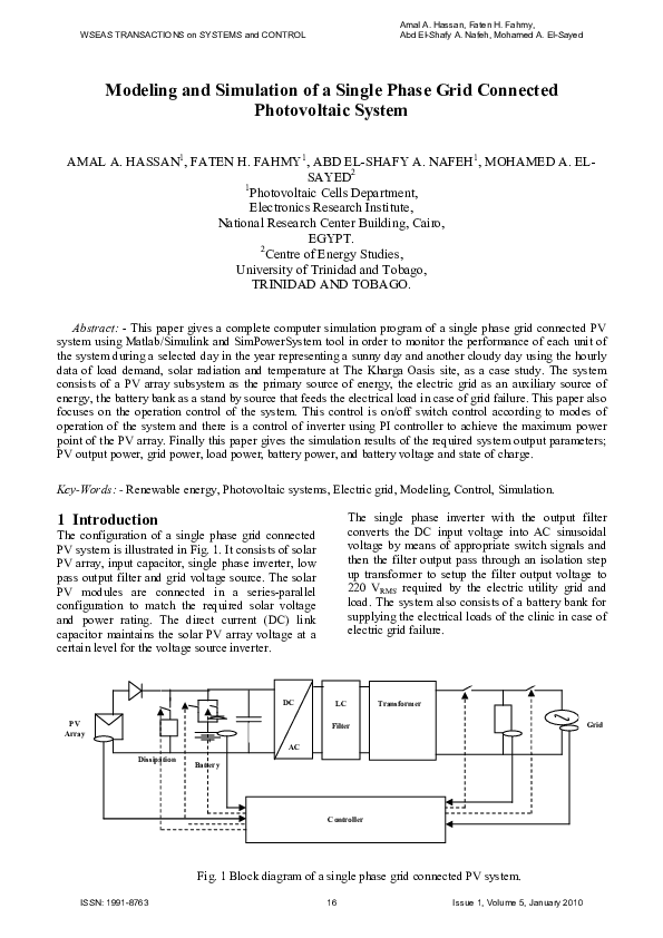 (PDF) Modeling and Simulation of a Single Phase Grid Connected ...