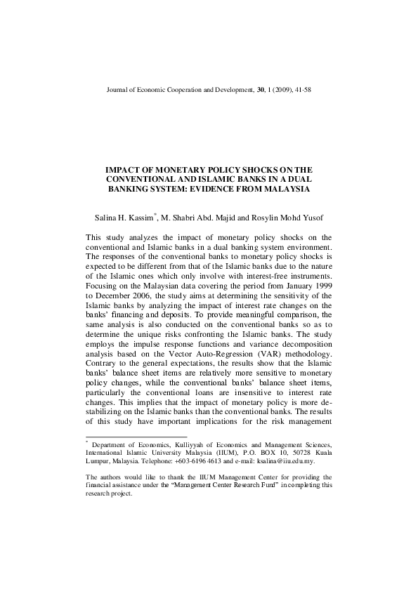 (PDF) Impact of Monetary Policy Shocks on the Conventional and Islamic ...