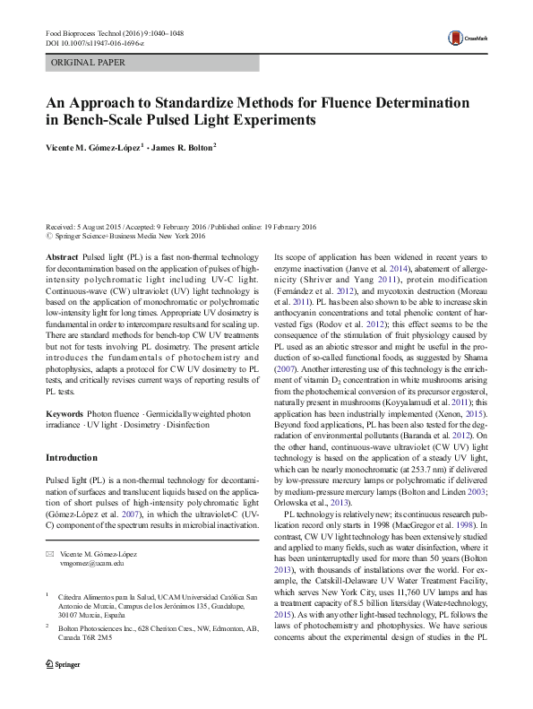 (PDF) An Approach to Standardize Methods for Fluence Determination in ...