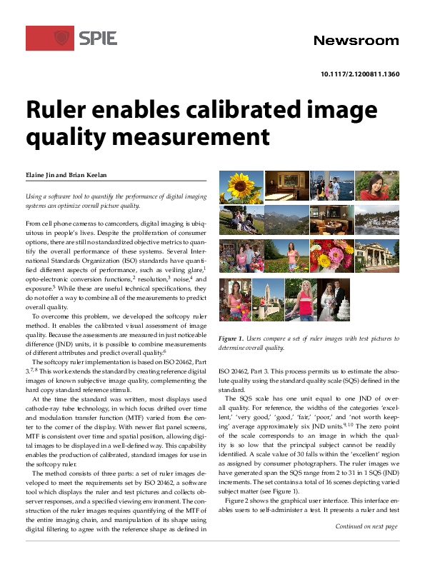 (PDF) Ruler enables calibrated image quality measurement
