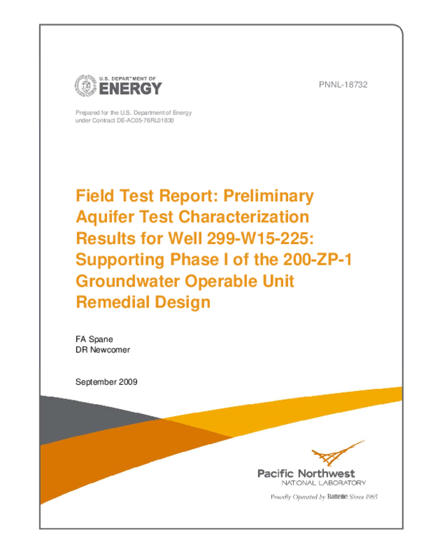 (PDF) Field Test Report: Preliminary Aquifer Test Characterization ...