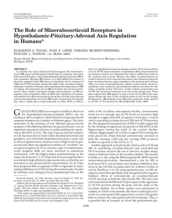(PDF) The Role of Mineralocorticoid Receptors in Hypothalamic-Pituitary ...